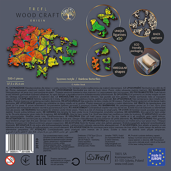 Leptirići u bojama - Drvene puzzle